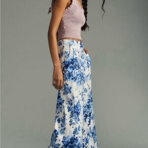 Maeve floral printed pleated wide leg pants